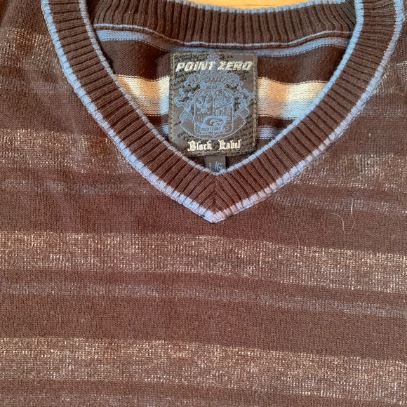 Point zero black label vintage brown sweater with blue accents - Picture 2 of 4